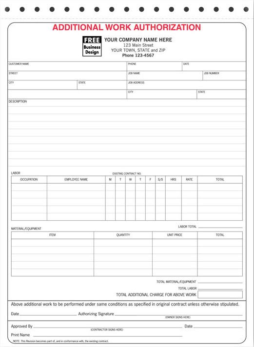 Additional Work Authorization Form