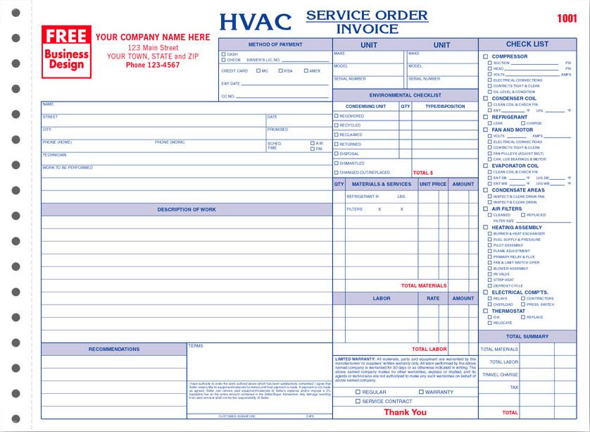 HVAC Service Order / Invoice