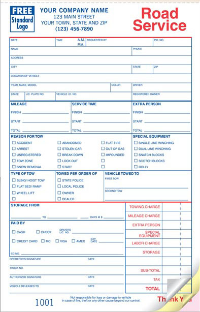 Road Service / Towing Forms in Books