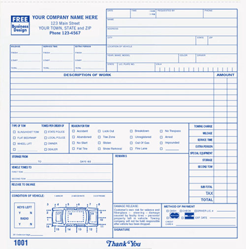 Road Service / Towing Forms in Books