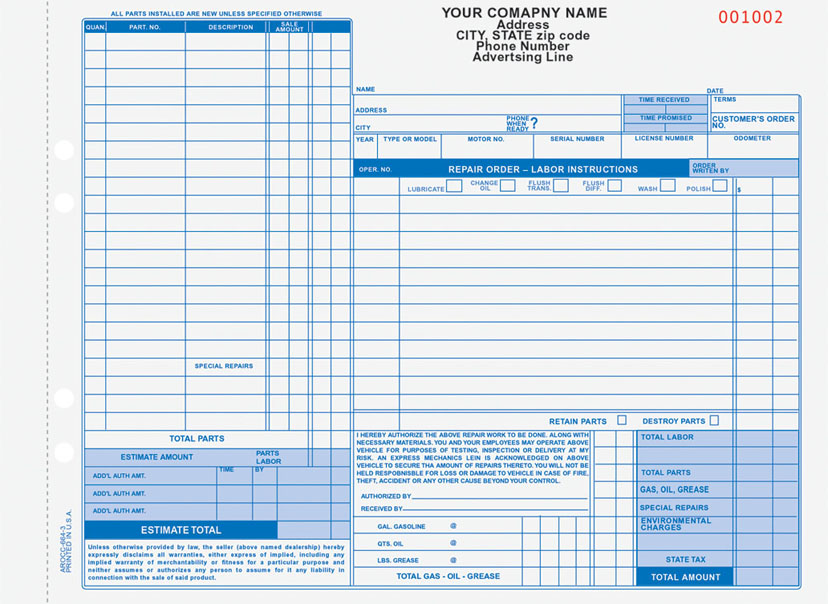 Auto Repair Order ARO-656-3