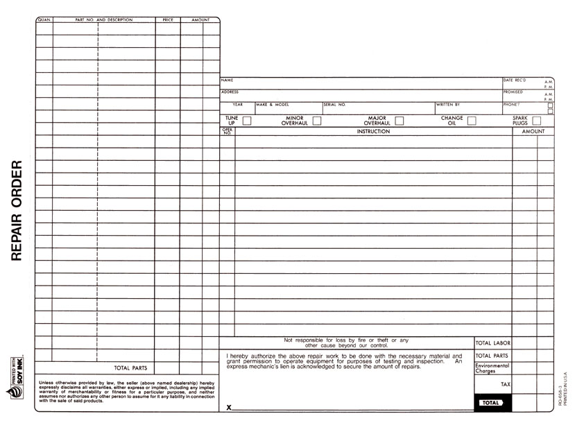 Auto Repair Order ARO-658-3