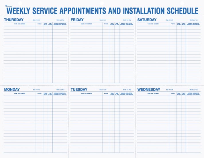 Weekly Service Appointment Pads