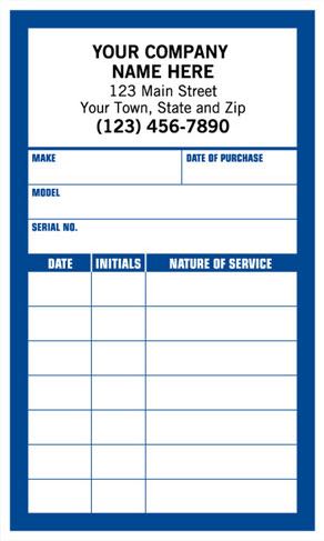 Small Blue Service Record Label