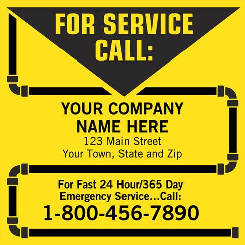 Plumbing For Service Call Label