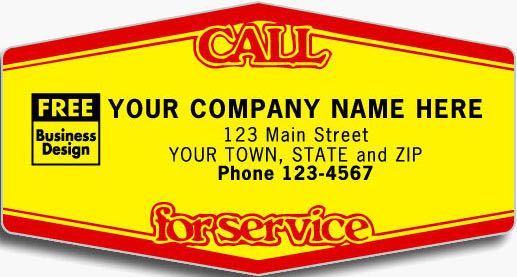 Yellow Tuff Shield Call for Service Label