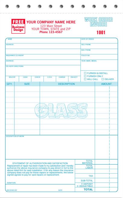 Glass Repair Work Order / Invoice