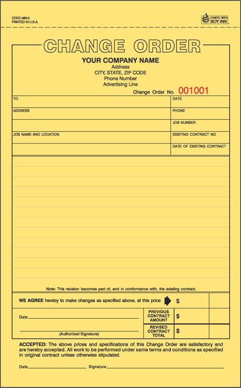 Compact Change Order Form