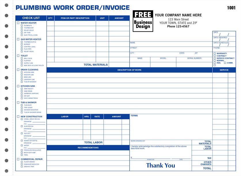 Plumbing Work Order / Invoice