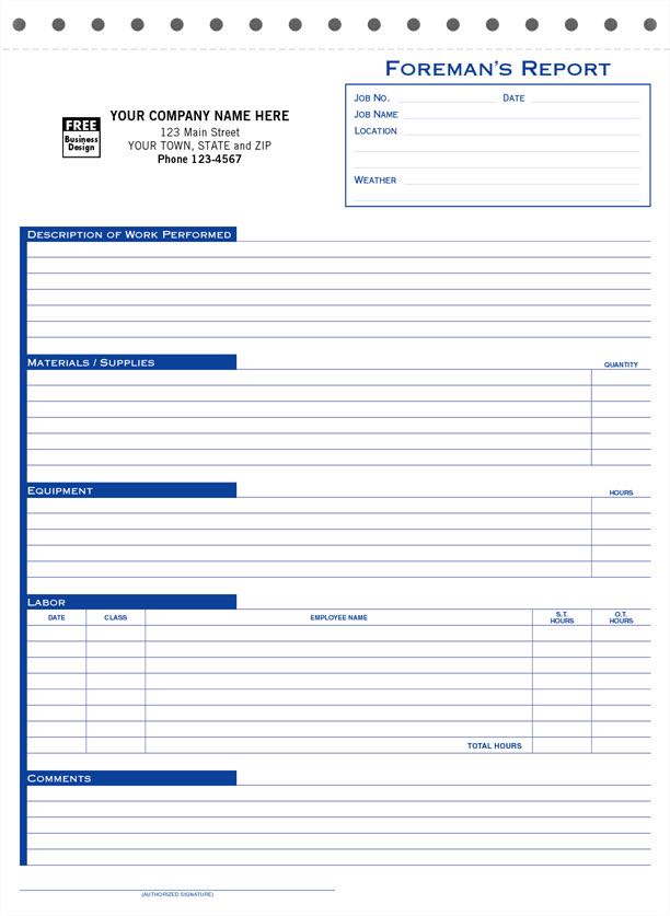 Foreman’s Site Report