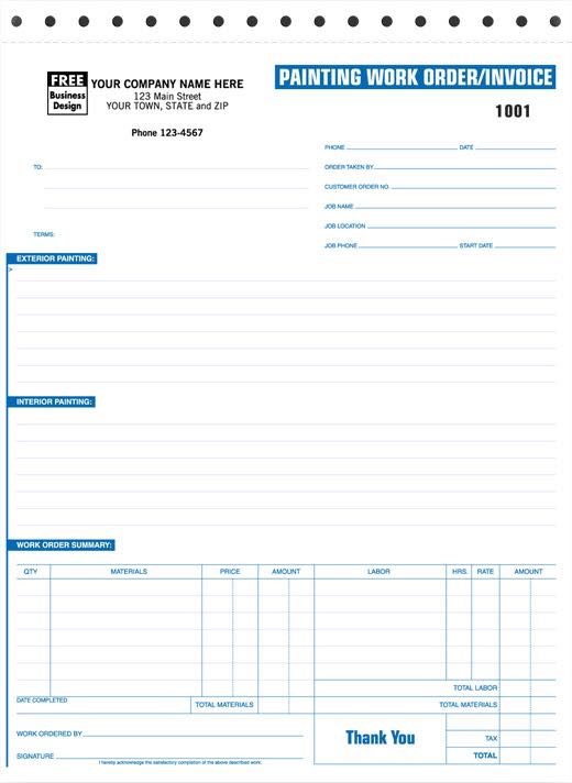 Painting Work Order / Invoice