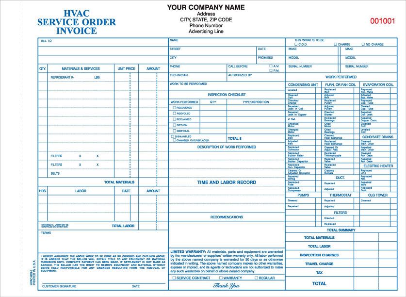 Home HVAC Service Order