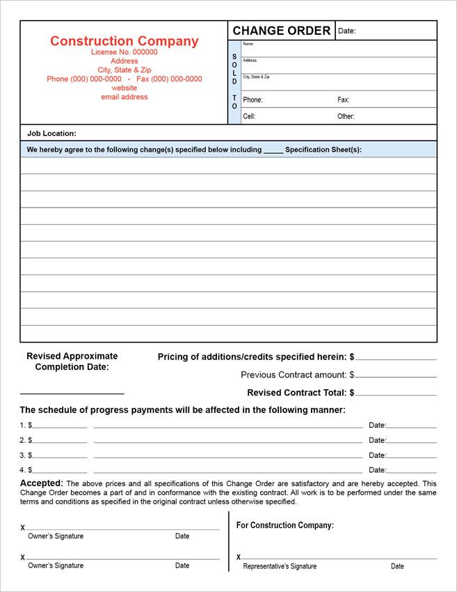 Customizable Change Order with Payments