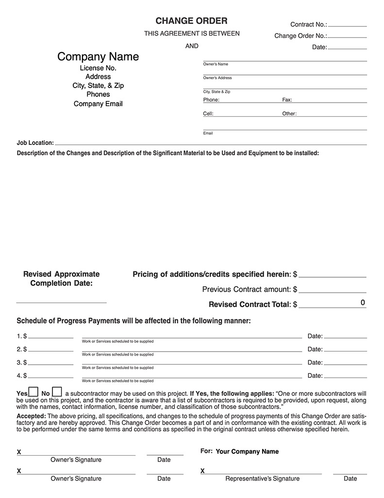 Ready-to-Use PDF Change Order