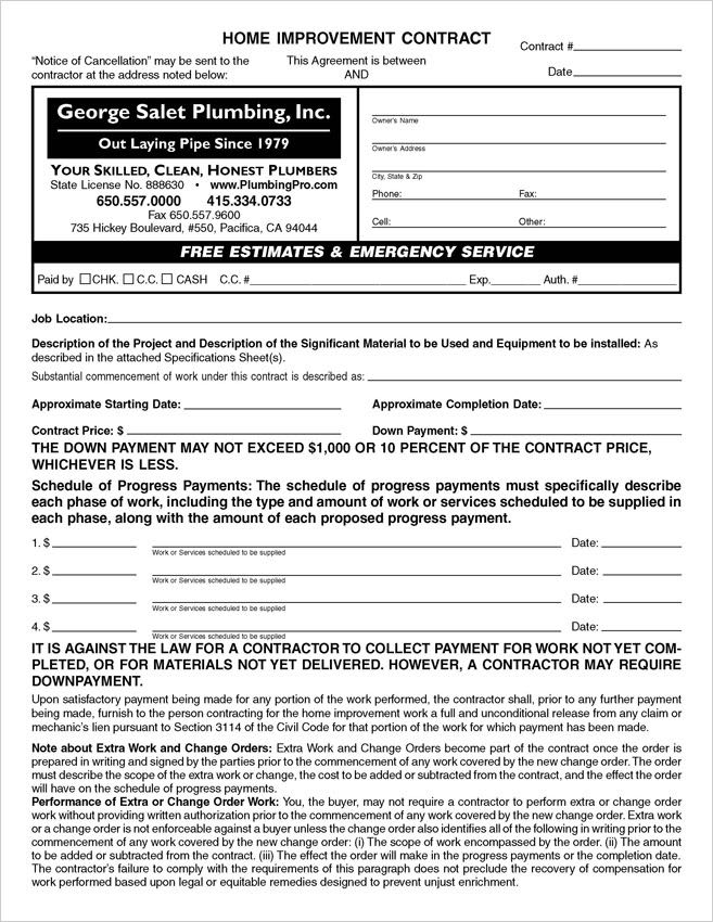 Custom PDF California Home Improvement Contracts