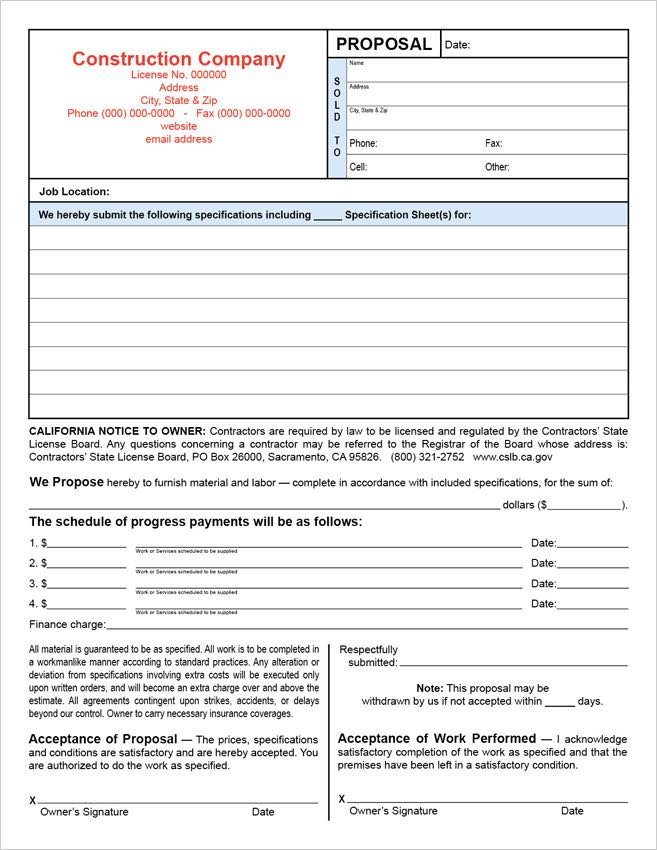 Customizable California Proposal with Payment Schedule