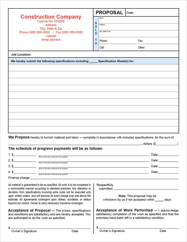 Customizable Proposal with Payment Schedule