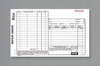 Compact Repair Order Forms for Auto Repair Shops