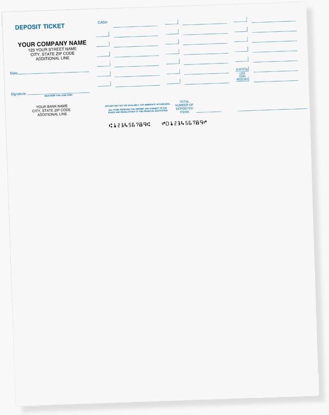 QuickBooks Deposit Slip Sample